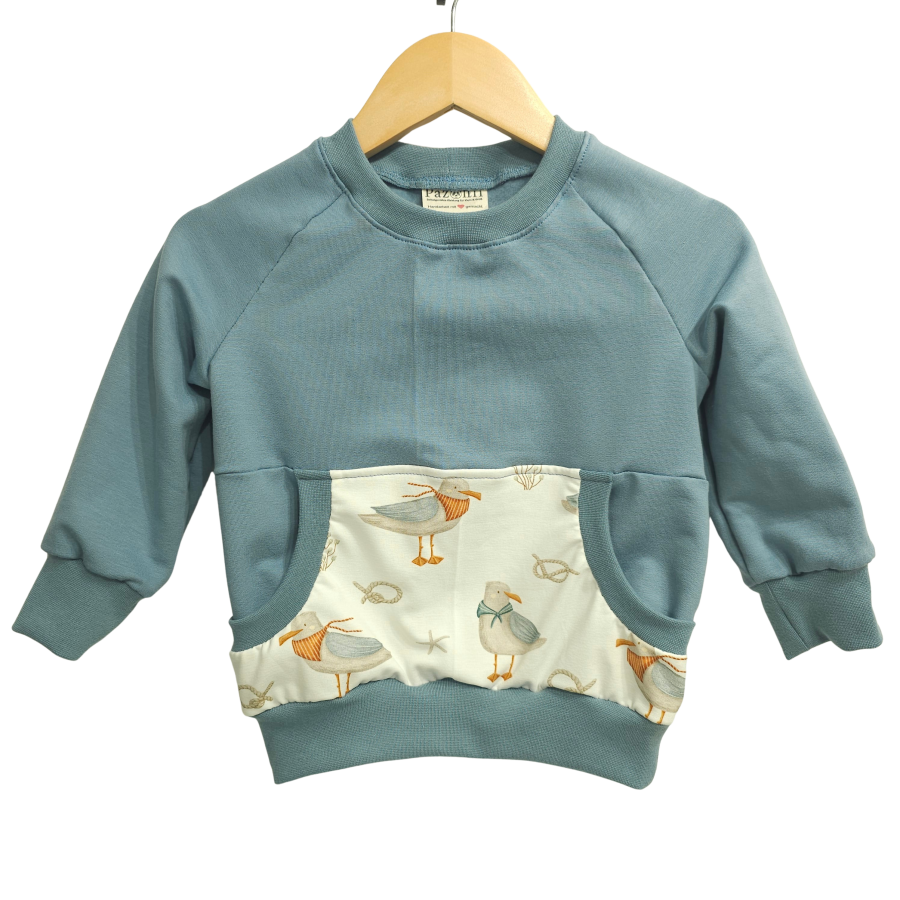 Pullover [ Kids 1-7 Jahre ] Küstenkind Möwe (Sweat taubenblau)